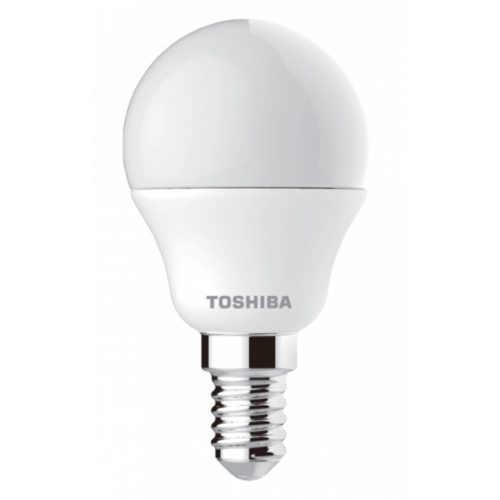 LED lámpa , égő , kisgömb , E14 foglalat , 4.7 Watt , 180° , hideg fehér , TOSHIBA , 5 év garancia