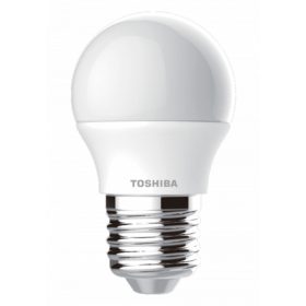   LED lámpa , égő , kisgömb , E27 foglalat , 7 Watt , 180° , meleg fehér , TOSHIBA , 5 év garancia