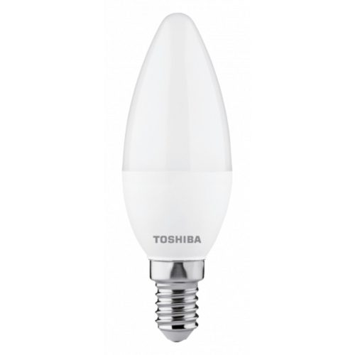 LED lámpa , égő , gyertya , E14 foglalat , 7 Watt , 220° , meleg fehér ,  TOSHIBA , 5 év garancia
