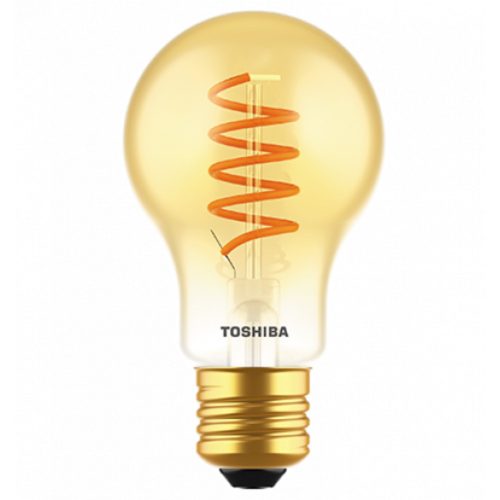 LED lámpa , égő , izzószálás hatás , filament , E27 foglalat , 4.5 Watt , meleg fehér , TOSHIBA , 5 év garancia