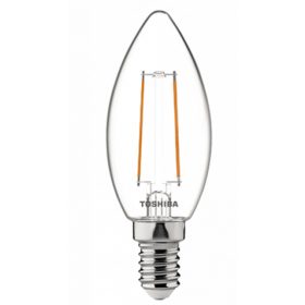   LED lámpa , égő , izzószálás hatás , filament , E14 foglalat , 2.5 Watt , meleg fehér , TOSHIBA , 5 év garancia