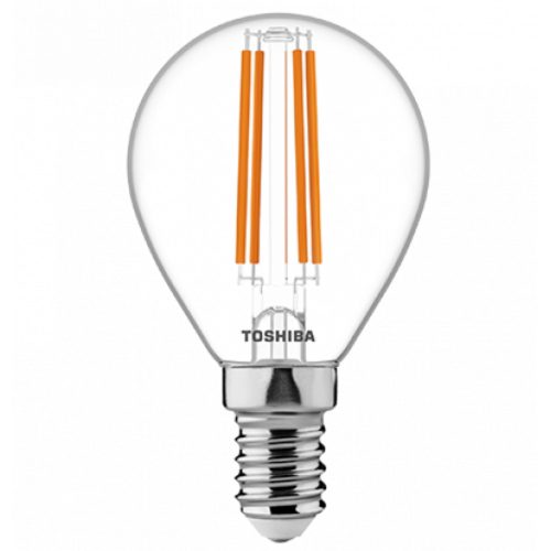 LED lámpa , égő , izzószálás hatás , filament , E14 foglalat , 4.5 Watt , dimmelhető , meleg fehér , TOSHIBA , 5 év garancia