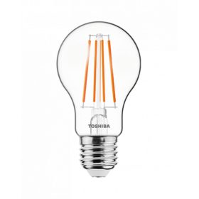   LED lámpa , égő , izzószálás hatás , filament , E27 foglalat , 4.5 Watt , 2700K , meleg fehér , TOSHIBA , 5 év garancia