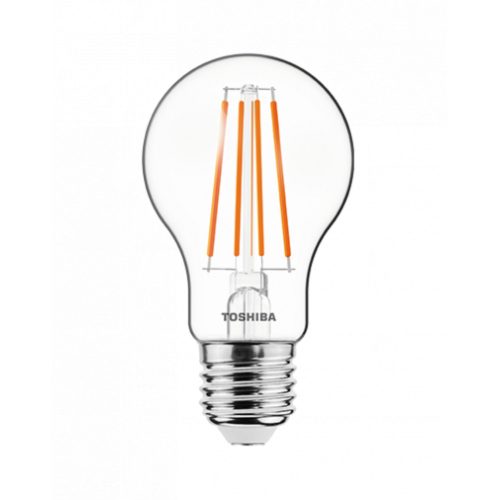 LED lámpa , égő , izzószálás hatás , filament , E27 foglalat , 4.5 Watt , 2700K , meleg fehér , TOSHIBA , 5 év garancia