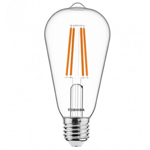 LED lámpa , égő , izzószálás hatás , filament , E27 foglalat , ST64 , 7 Watt , meleg fehér , TOSHIBA , 5 év garancia