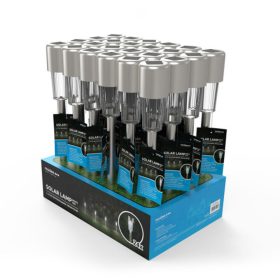   Led lámpatest , napelemes , földbe leszúrható , hideg fehér , króm , IP44 , MODEE