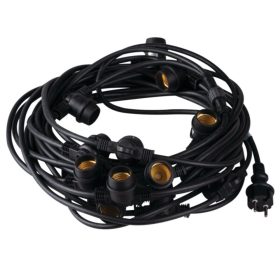   Led fényfüzér , sorolható , kültéri , 15 db x E27 , 15 m , fekete , IP44 , Kanlux