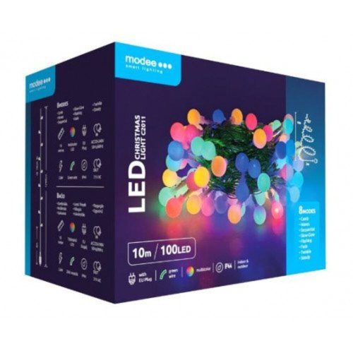 LED fényfüzér , beltéri/kültéri , cherry , 100 LED , 10 m , RGB , IP44 , Modee