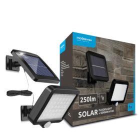   LED reflektor , napelemes , mozgásérzékelős , 250 lm , hideg fehér , IP44 , Modee