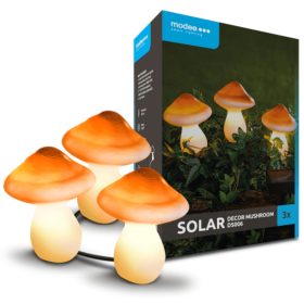   LED lámpa dekoráció szett , 3 darabos , napelemes , gomba , meleg fehér , IP44 , Modee