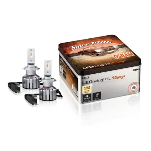 LED lámpa , égő , autó izzó , fényszóró , 2 db-os csomag , H7 , 18 Watt , meleg fehér , Plug&Play , OSRAM LEDriving , HL Vintage , OLDTIMER