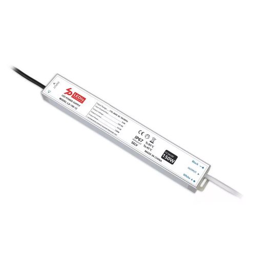 LED tápegység , 24 Volt , 150 Watt , 6.25A , slim , kültéri , vízálló , IP67 , 3+2 év garancia , LEDis , LD-150-24