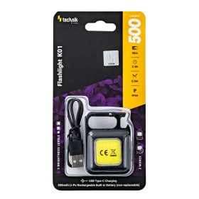   LED elemlámpa , zseblámpa , akkumulátoros , 500mAh , COB LED , USB-C , 500 lumne, IP44 , Modee
