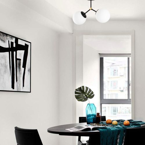 Opviq , 892OPV1642 , Damar - 6331 , Fekete 
Fehér Színű , Csillár , E27 Foglalattal