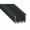Alumínium profil LED szalaghoz , süllyeszthető , fekete , széles , INSO , 2 méter