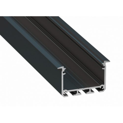 Alumínium profil LED szalaghoz , süllyeszthető , fekete , széles , INSO , 2 méter