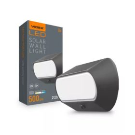   LED lámpa , napelemes fali lámpa , mozgásérzékelős ,  természetes fehér ,fekete , IP54 , VIDEX ,