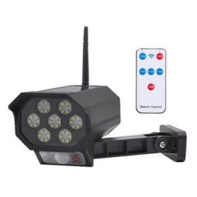   LED lámpatest, napelemes , oldalfali , álkamera , mozgásérzékelős , távirányítóval , 5 Watt , hideg fehér , kültéri , fekete , IP65