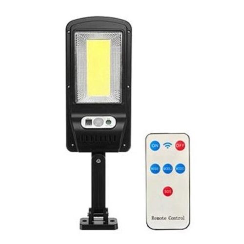 Led lámpatest , napelemes , oldalfali , mozgásérzékelős , 5 Watt , hideg fehér , kültéri , fekete , IP65 , tartókonzollal , távirányítóval