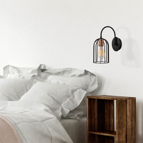 Ipari fali lámpa, fekete és bronz, 14 cm átmérő x 30 cm magasság | Vastest, E27 aljzat (max. 40W) | Stílusos és funkcionális világítás a modern lakberendezéshez, IP20 besorolású, minden helyiségbe tökéletes