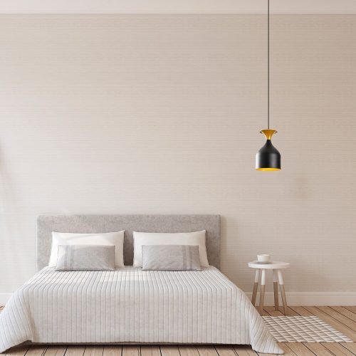 Elegáns skandináv csillár, fekete-arany, 17 cm átmérő x 113 cm magasság | Fém ház, E27 aljzat (max. 40 W), IP20 | Tökéletes modern nappalikba, étkezőkbe és bejáratokba