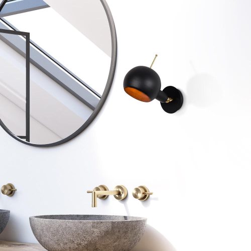 Modern ipari fali lámpa, fekete-réz, 15 x 23 x 25 cm | Vastest, E27 aljzat (max. 40 W), IP20 | Stílusos skandináv dizájn otthonra és irodára, tökéletes az újszerű világításhoz