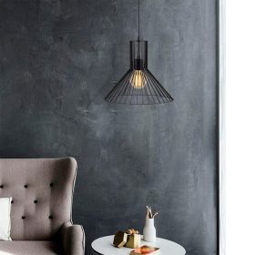   Modern ipari csillár, fekete fém test, 38 cm átmérő, 128 cm magasság | Állítható magasságú, E27 aljzat, IP20 | Stílusos világítás otthoni és irodai használatra, tökéletes a kortárs dekorációhoz