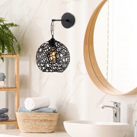   Modern fekete fali lámpa, fém ház, 25 x 30 cm, magasság 35 cm | E27 aljzat, max 40W, IP20 | Stílusos egyszínű dizájn otthoni, irodai és kortárs terekbe, elegáns és funkcionális világítási megoldás