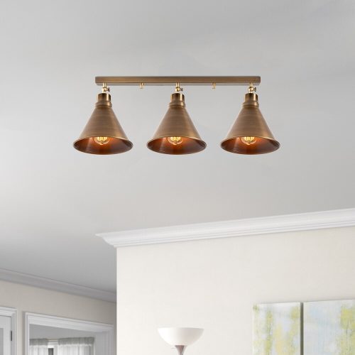 Vintage ipari csillár, fém test, 72 x 20 cm, magasság 26 cm | 3 x E27 Max 40W, IP20 | Elegáns, tömör barna dizájn a modern és skandináv lakberendezéshez, tökéletes nappali és étkezőhelyiségekbe