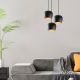 Modern fekete csillár, 48 cm átmérő, 111 cm magasság | Vastest, 3 x E27 aljzat, IP20 | Stílusos ipari és skandináv dizájn otthonra és irodára, tökéletes kortárs terekbe