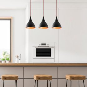   Modern ipari csillár, fekete-piros, 72 x 22 cm, magasság 118 cm | Fém ház, 3 x E27 aljzat, IP20 | Tökéletes skandináv és újszerű dekorációhoz, stílusos világítás otthoni és irodai terekhez