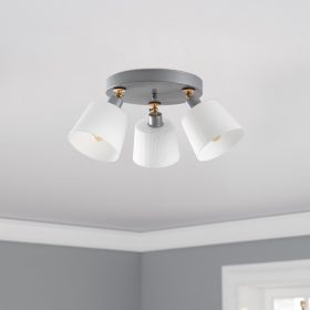   Elegáns skandináv csillár, fém test, ezüst kivitel, 50 cm átmérő x 25 cm magasság | 3 x E27 aljzat (max. 40 W) | Stílusos üvegkupak, tökéletes modern lakóterekbe és étkezőkbe