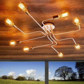   Modern fehér csillár, 140 cm átmérő, 15 cm magasság | Tartós vastest, 8 x E27 aljzat (max. 40 W) | Elegáns dizájn otthoni és irodai használatra, IP20-as besorolású, stílusos világítási megoldás bármilyen helyhez