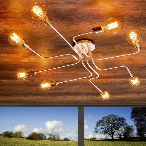 Modern fehér csillár, 140 cm átmérő, 15 cm magasság | Tartós vastest, 8 x E27 aljzat (max. 40 W) | Elegáns dizájn otthoni és irodai használatra, IP20-as besorolású, stílusos világítási megoldás bármilyen helyhez