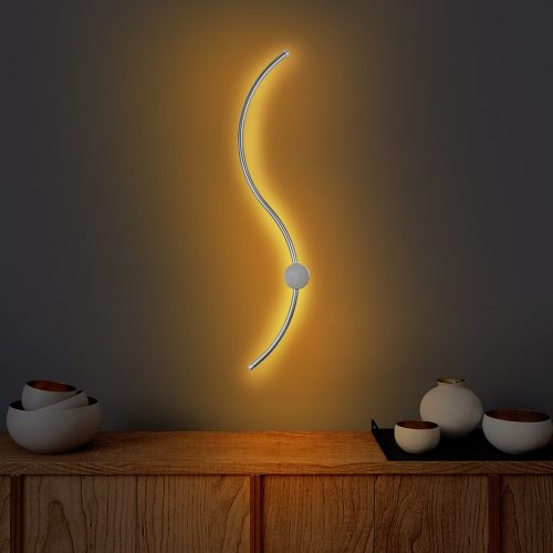 Stílusos króm fali lámpa, 90 cm szélesség x 17 cm magasság x 10 cm mélység | Tartós fém ház, SMD LED 14W 3000K | Tökéletes modern lakóterekhez, elegáns design IP20 besorolással