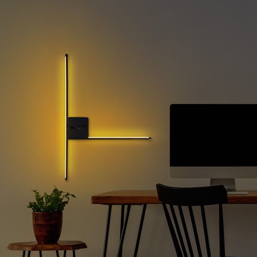 Stílusos fekete fali lámpa, fém ház, 61 x 42 x 3 cm | IP20, SMD LED 14.4W 3000K | Tökéletes modern lakberendezéshez, elegáns világítási megoldás nappali- és hálószobahelyiségekbe
