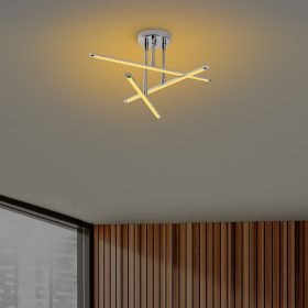   Elegáns krómcsillár, fém test, 51 x 26 x 51 cm | SMD LED 18W 3000K | Stílusos világítótest a modern lakberendezéshez, IP20 besorolású, tökéletes nappaliba és étkezőbe