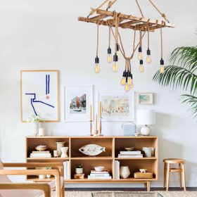   Elegáns rusztikus csillár, Gyertyán test, 120 x 42 cm, Magasság 137 cm, 12 x E27 Max 40W, 40 cm Kábel, IP20 | Modern, egyszínű dizájn a stílusos lakberendezéshez és hangulathoz