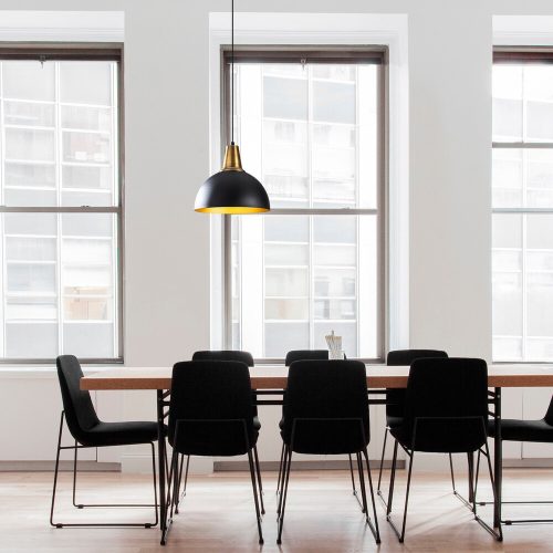 Elegáns fekete csillár, 30 x 30 cm, magasság 124 cm | Fém ház, E27 Socket Max 40W | 90 cm Kábel | Glam skandináv design, tökéletes modern nappalikba és étkezőkbe, stílusos és funkcionális világítás