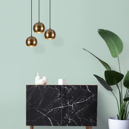 Elegáns Vintage csillár, 35 cm Átmérő, 111 cm Magasság | Állítható magasságú, vastest, 3 x E27 aljzat (max. 40W) | Glam skandináv design, tökéletes nappaliba és étkezőbe, izzót nem tartalmaz