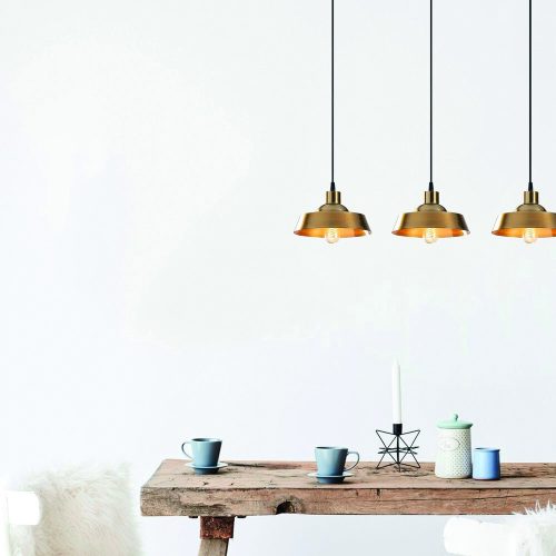 Elegáns Vintage csillár, fém test, 72 x 22 cm, Magasság: 107 cm | Állítható magasságú, 3 x E27 Max 40W | Glam skandináv design, tökéletes nappaliba és étkezőbe, IP20 besorolású