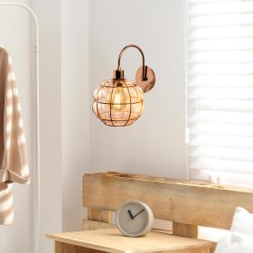   Elbűvölő réz fali lámpa, vastest, 23 x 27 cm, magasság: 30 cm, E27 foglalat (max. 40 W), IP20 | Elegáns üvegsapka, tökéletes szállodai és modern lakberendezéshez, stílusos világítási megoldás