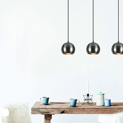 Elegáns skandináv csillár, Platina színű, 65 x 15 cm, Magasság: 111 cm | Fém ház, állítható magasságú, 3 x E27 Max 40W | Tökéletes a Glam otthoni dekorációhoz és a modern lakóterekhez