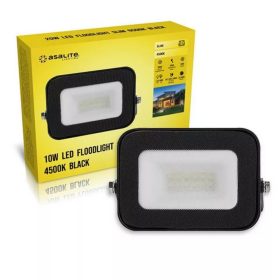   LED reflektor , 10W , 900 lm , slim, fekete , természetes fehér , IP65 , Asalite