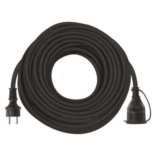Hosszabbító 30 m, 1 aljzat, fekete, gumi-neoprén, 250 V, 1,5 mm2, 230V, IP44, EMOS, P01830