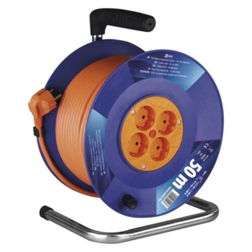 Kábeldob 50 m, 4 aljzat, narancssárga, PVC, 230 V, 1,5 mm2, 230V, IP20, EMOS, P09250