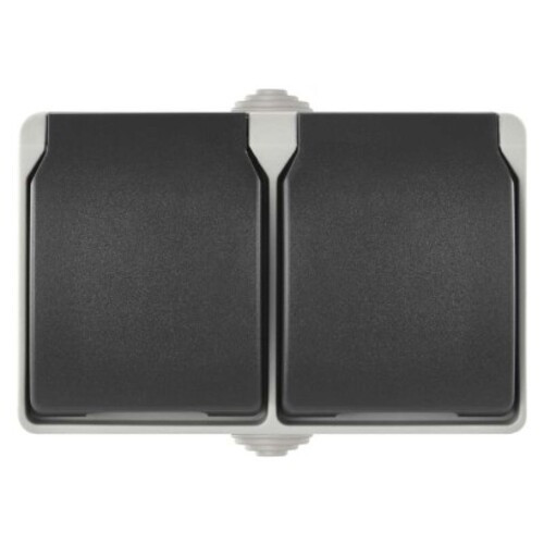 EMOS Dupla aljzat IP44 SCHUKO, 250V, szürke, fekete, A1396.1