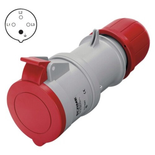 SCAME ipari szerelhető lengőaljzat 4p 32a/400v IP44, piros, A6312
