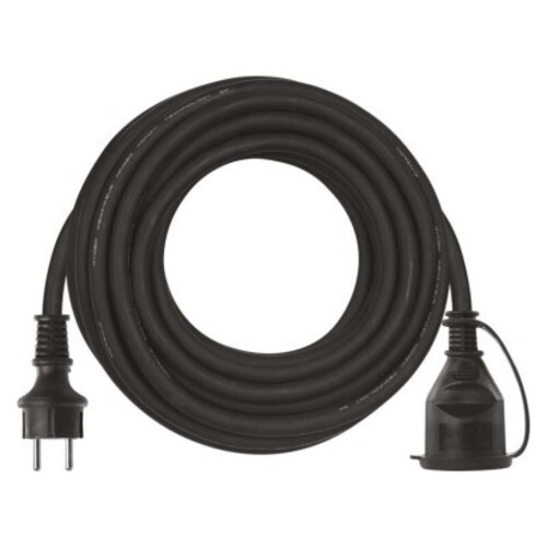 Hosszabbító 10 m, 1 aljzat, fekete, gumi-neoprén, 250 V, 1,5 mm2, 230V, IP44, EMOS, P01810