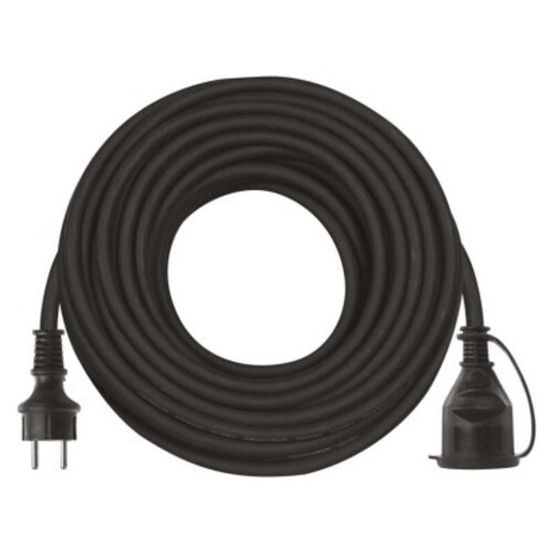 Hosszabbító 20 m, 1 aljzat, fekete, gumi-neoprén, 250 V, 1,5 mm2, 230V, IP44, EMOS, P01820